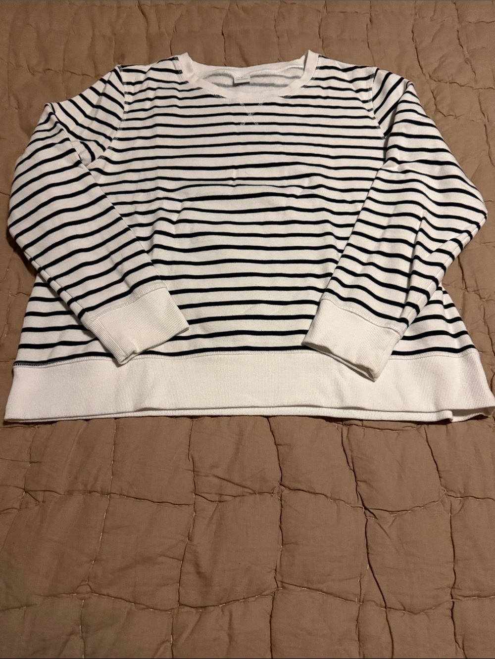 Amazon Essentials White and Black Striped Crewneck Sweater